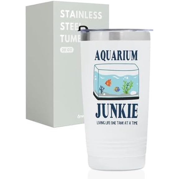 Gifts for Aquarium lovers Fish Tank Lovers, Vacuum Insulated Tumbler 20oz With Lid and Straw, Fish Tank Gifts for Christmas, Birthday - Life$$Home Decor, Kitchen, & Other