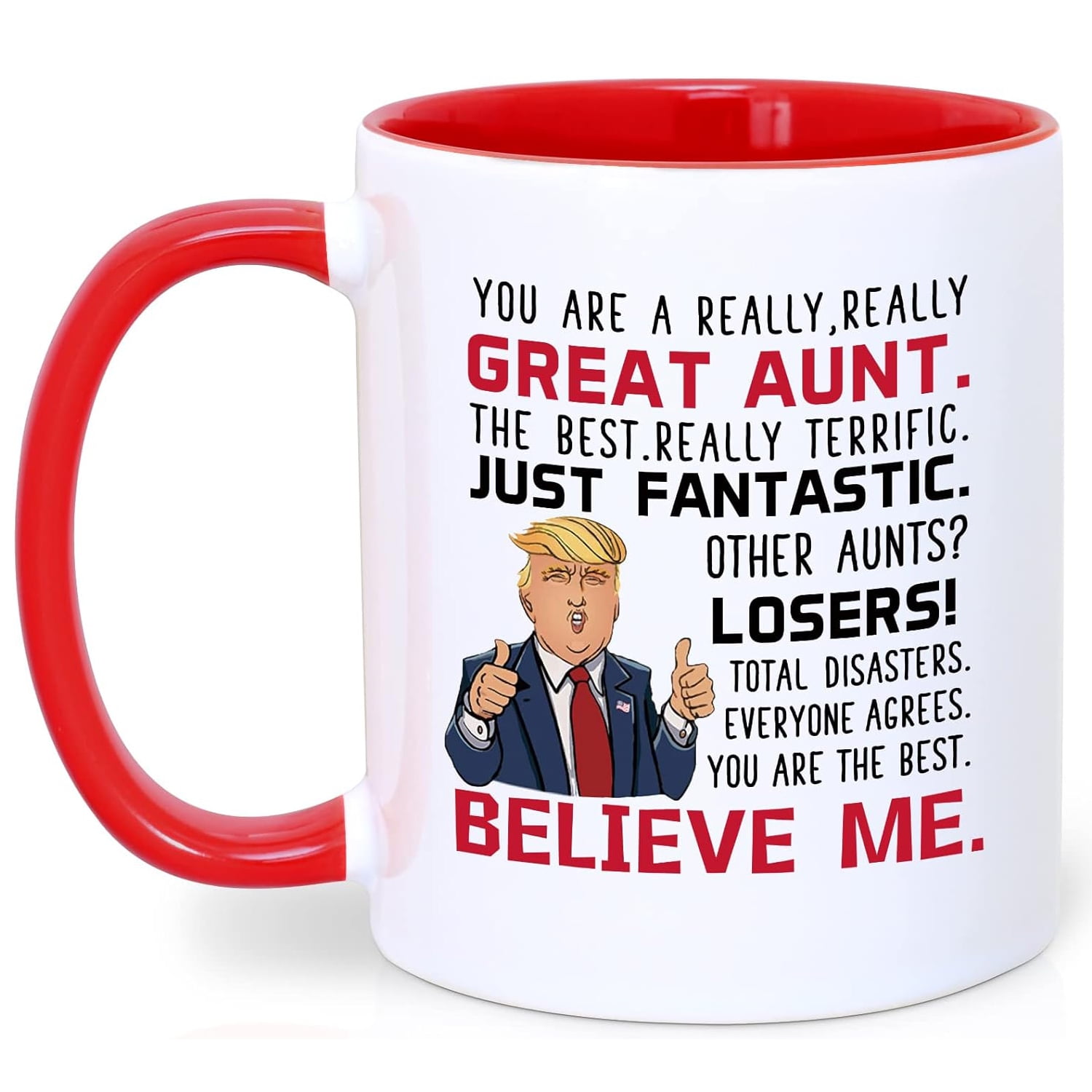 Gifts for Aunt - Great Aunt Mugs, Mothers Day Gifts for Aunt from Niece Nephew, Christmas Gifts, Aunt Birthday Gifts, Futtumy White Red 11 fl oz Coffee Mugs Ceramic Mug Tea Cup