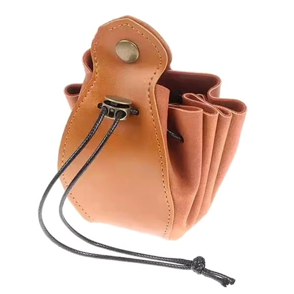 Gifts Bag Tray with Drawstring Button PU All-purpose Storage Pouch for Jewelry Coin Small Accessories