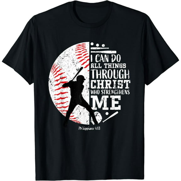 Gifts Baseball Players Teens Boys Kids Christian Bible Verse T-Shirt