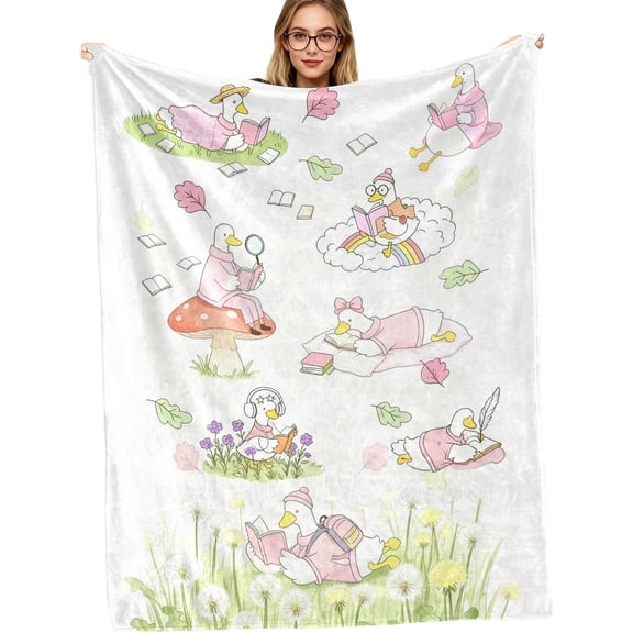 Gifts Blanket 30"x 40", Silly Goose Reading Blanket for Goose Lover,Funny Flannel Booklish Blanket for Women Graduation Gift Librarian Bookworm