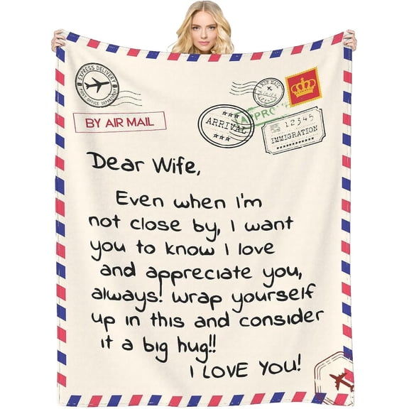 Gifts Blanket to Wife from Husband, Anniversary Birthday Gifts for Wife, Presents for Wife Mother's Day,Christmas, Valentines, Soft Flannel Throw Blanket Bed Wife Blanket Gift