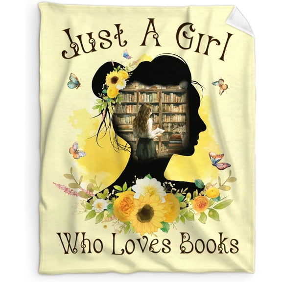 Gifts for Book Lovers Women Girls - 30x40 Inches Books Throw Blanket for Reading Lovers Bookish - Aesthetic Soft Fuzzy Blankets for Couch, Sofa - Yellow Bed Bedroom Decor