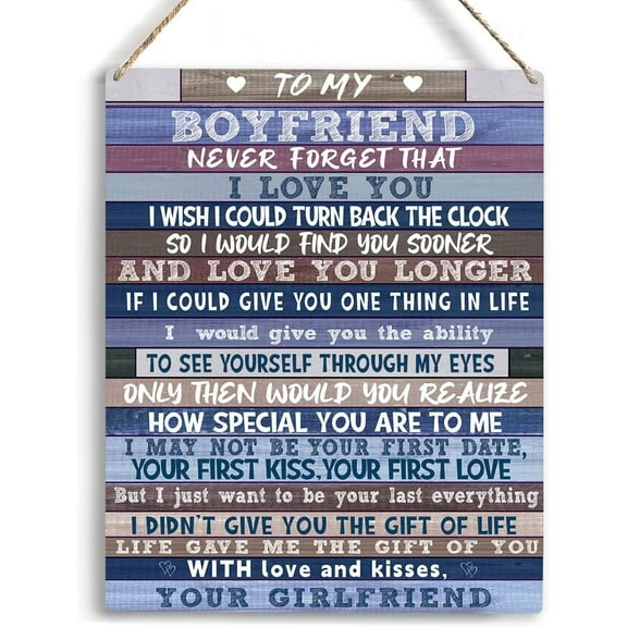 Gifts for Boyfriend Birthday Gifts to My Boyfriend Wooden Hanging Sign Gift for Boyfriend from Girlfriend Birthday Christmas Meaningful Gifts for Boyfriend Decor 8x10 Inch