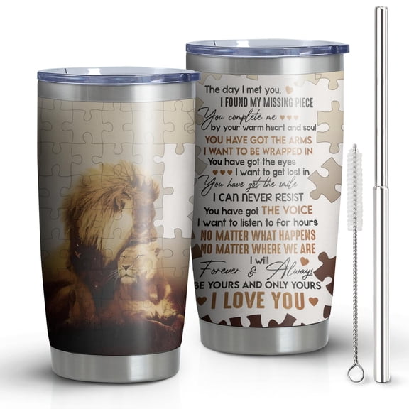 Gifts for Boyfriend - Boyfriend Gifts from Girlfriend - I Love You Gifts for Him for Anniversary, Boyfriend Birthday Gift, Boyfriend Christmas Gifts - Lion 20oz Stainless Steel Tumbler