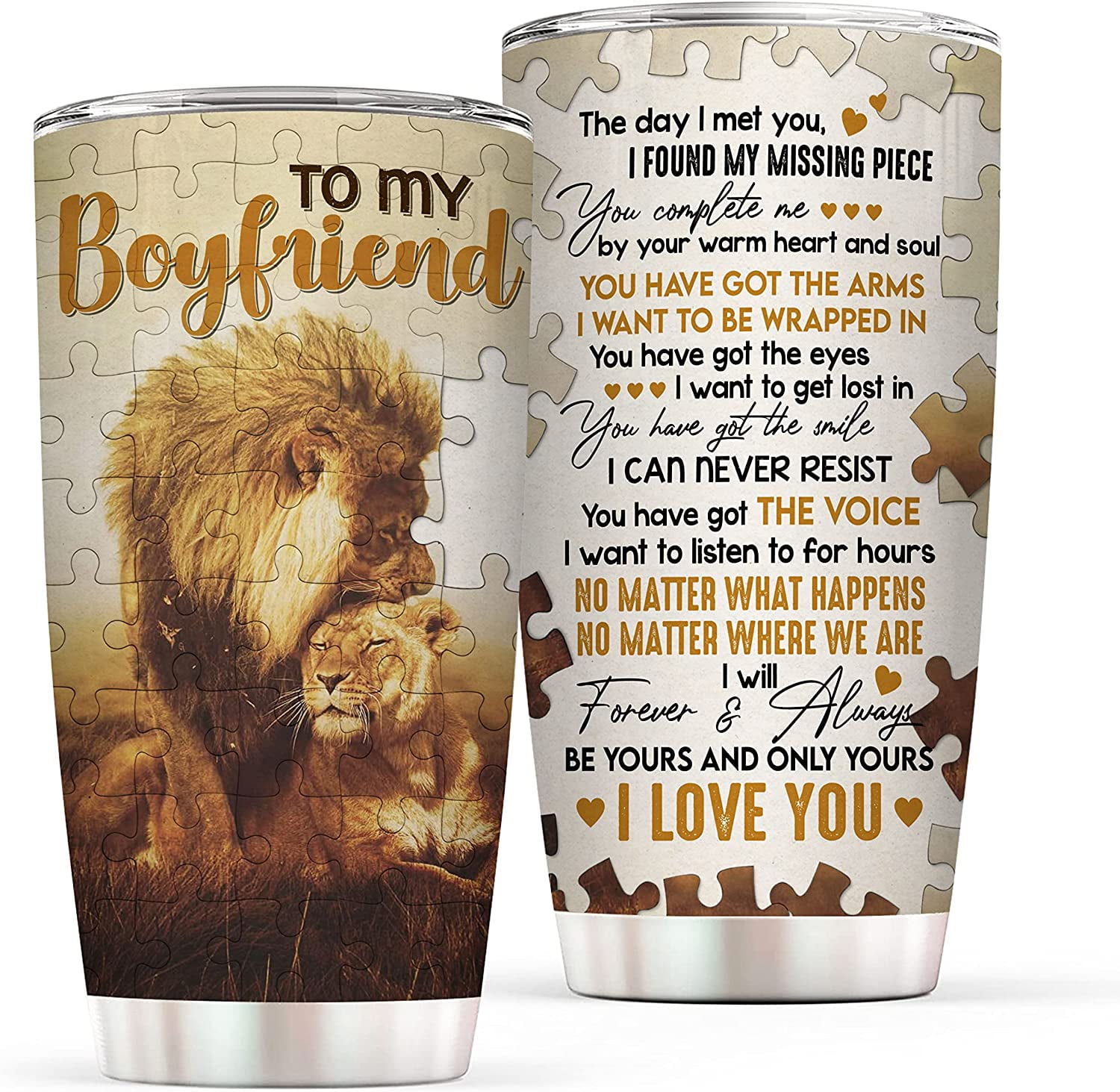 Gifts for Boyfriend - Boyfriend Gifts from Girlfriend - I Love You Gifts  for Him for Anniversary, Boyfriend Birthday Gift, Boyfriend Christmas Gifts  - Lion 20oz Stainless Steel Tumbler 
