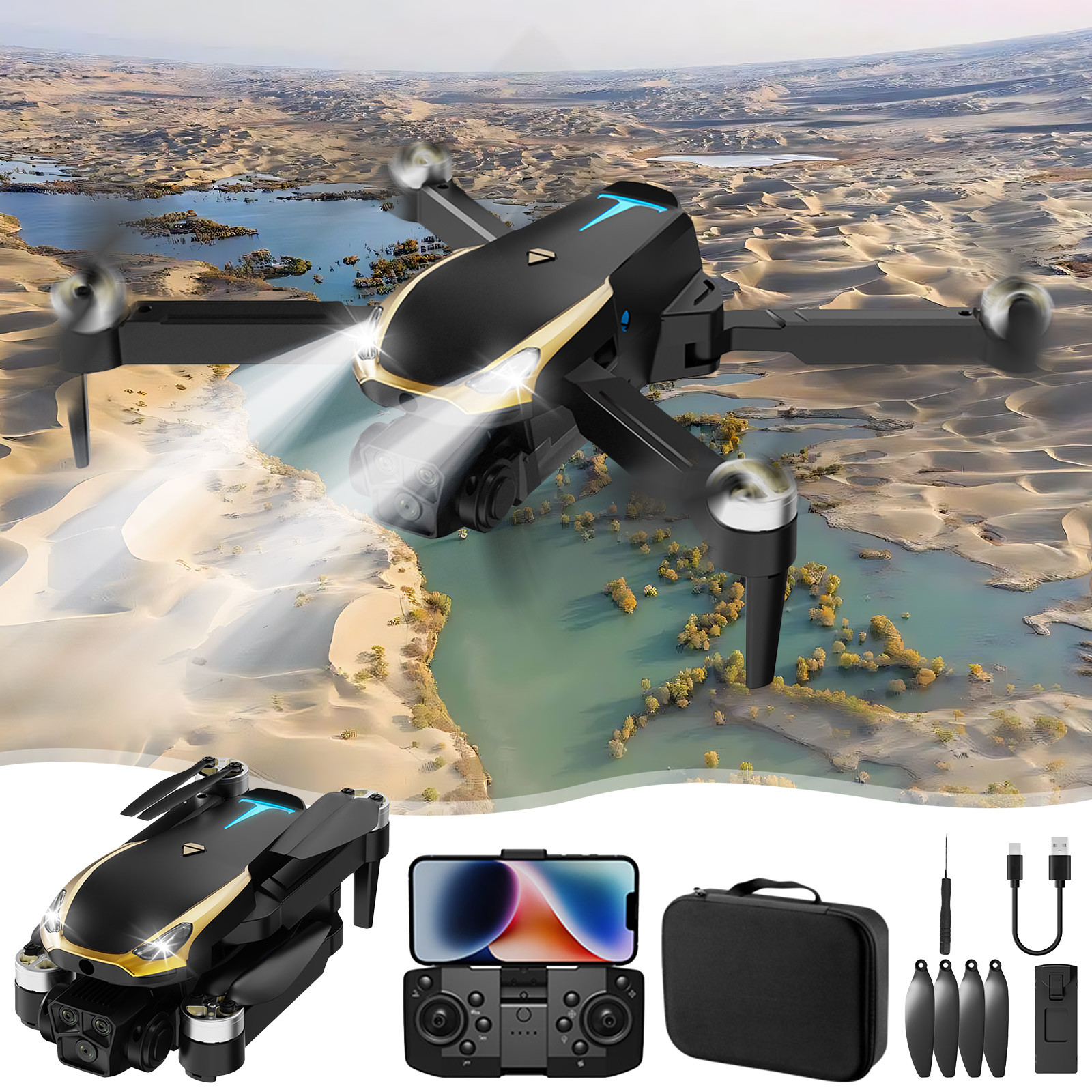 Gifts For Boys Age 7, Foldable Drones, Brushless High-definition Aerial 