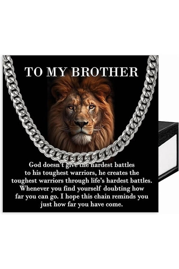Gifts For Brother, Birthday Gift For Brother From Sister, To My Brother Stainless Steel Cuban Chain Necklace, Mens Necklaces Cuban Chain Necklace with Message Card and Gift Box