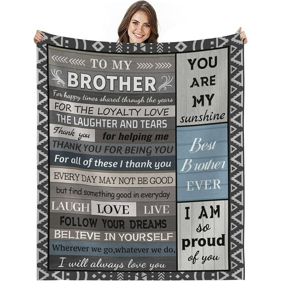 Gifts for Brother Blanket - Brother Gift from Sister - Brother Gifts - Brother Birthday Gift - Birthday Gifts for Men - Soft Flannel Throw Blankets for Bed Sofa Couch Travel Beach (Grey, 50x60 in)