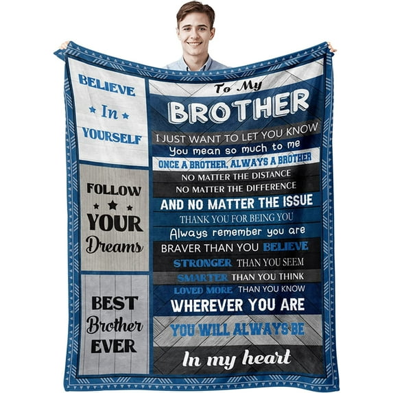 Gifts for Brother Blanket, Brother Gifts from Sister, Brother Gifts, Big Brother Gift, Brother Birthday Gift for Brother, Christmas Graduation Gifts for Brothers from Brother Adult Blanket 60"x 50"