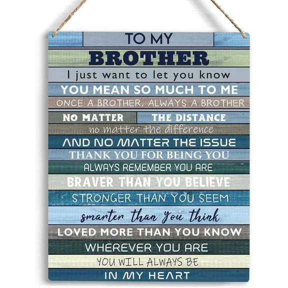 Gifts For Brother To My Brother Wooden Hanging Sign Brother Gifts From Sister Birthday Gifts Big Brother Gifts For Anniversary Valentine Home Farmhouse Bathroom Wall Decor 8 X 10 Inches
