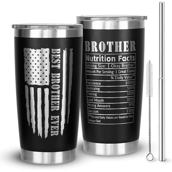 Gifts For Brother From Sister,Brother-20oz Tumbler With Handle & Straw Lid-Birthday,Christmas,Thanksgiving Gifts For Brother-Funny Brother Gifts-Brother Mug Coffee Cup