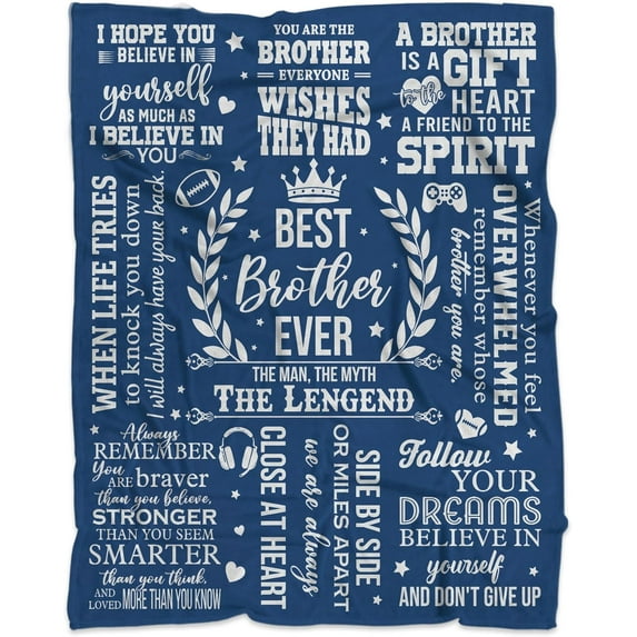 Gifts for Brother Throw Blankets 60x50in, Brother Gifts from Sister, Happy Birthday Present for Brother, Big Brother, Best Brother Ever Gift, Brother to Brother Gift for Christmas Graduation