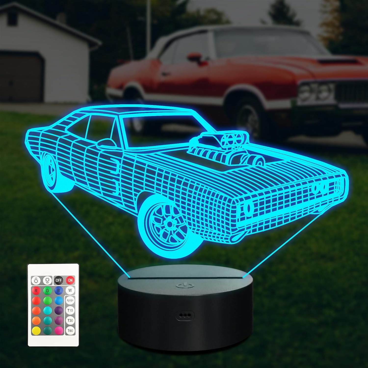 Muscle Cars Led Gifts for Car Lovers, Cool Muscle Car LED Night Light for Kids Bedroom ...