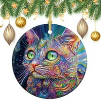 Gifts for Cat Lovers Christmas Ceramic Ornament Lovely Multicolor Cartoon Cats Christmas Ornament Keepsake Ornament for Christmas Tree for Family Friend