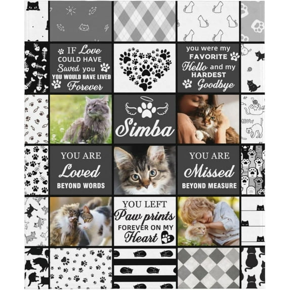 Gifts for Cat Lovers, Custom Cat Themed Blanket Personalised Photo Blanket for Pets, Cat Lovers Gift Ideas Soft Throw Blankets for Women Girls Christmas Birthday Gifts with Cute Cats
