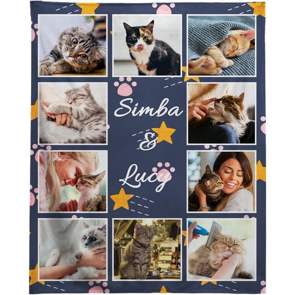 Gifts for Cat Lovers, Custom Cat Themed Blanket Personalised Photo Blanket for Pets, Cat Lovers Gift Ideas Soft Throw Blankets for Women Girls Christmas Birthday Gifts with Cute Cats
