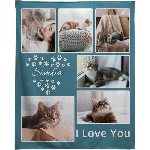 Gifts for Cat Lovers, Custom Cat Themed Blanket Personalised Photo Blanket for Pets, Cat Lovers Gift Ideas Soft Throw Blankets for Women Girls Christmas Birthday Gifts with Cute Cats