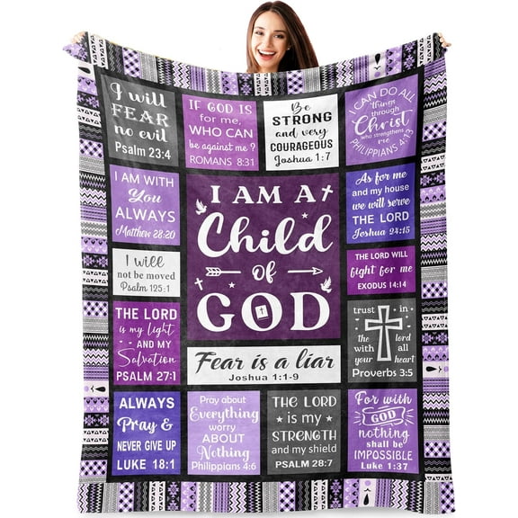 Gifts for Christian Women, Baptism Gifts for Girl, Gifts for Catholic Women, Inspirational, Religious Birthday Gifts for Women, I Am a Child of God Blanket, Confirmation Gift for Girls