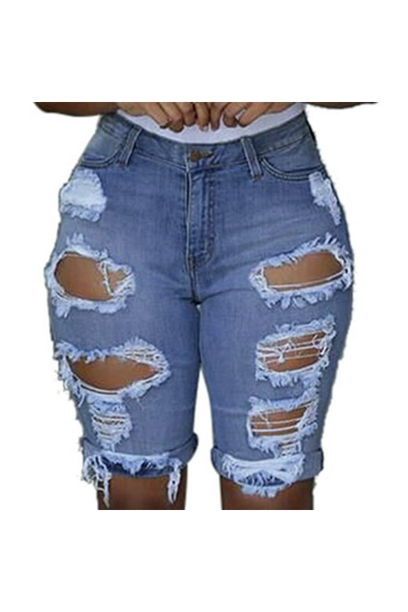Gifts for Christmas Bidobibo Womens Shorts Jeans,High Waist Ripped Hole Washed Distressed Short Jeans,Women Elastic Destroyed Hole Leggings Short Pants Denim Shorts Ripped Jeans