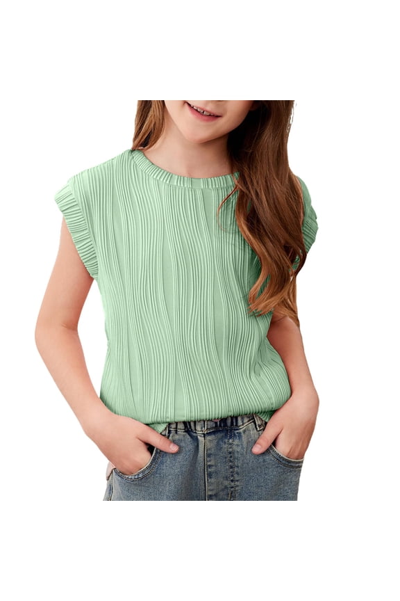 3-15 Years Boys Girls Shirts Solid T-shirt Short Sleeve Blouse