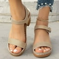 thumbnail image 1 of Gifts Clearance Clear Sandals for Women, Women's Fashion Casual One-Strap Sequin Buckle Spring And Summer New Thick High-Heeled Sandals, 1 of 8