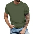 thumbnail image 1 of Gifts Clearance Solid Color Versatile Short Sleeved Top For Men Loose And Comfortable Basic Style Short Sleeved Round Neck Top/shirt L, Army Green, 1 of 3