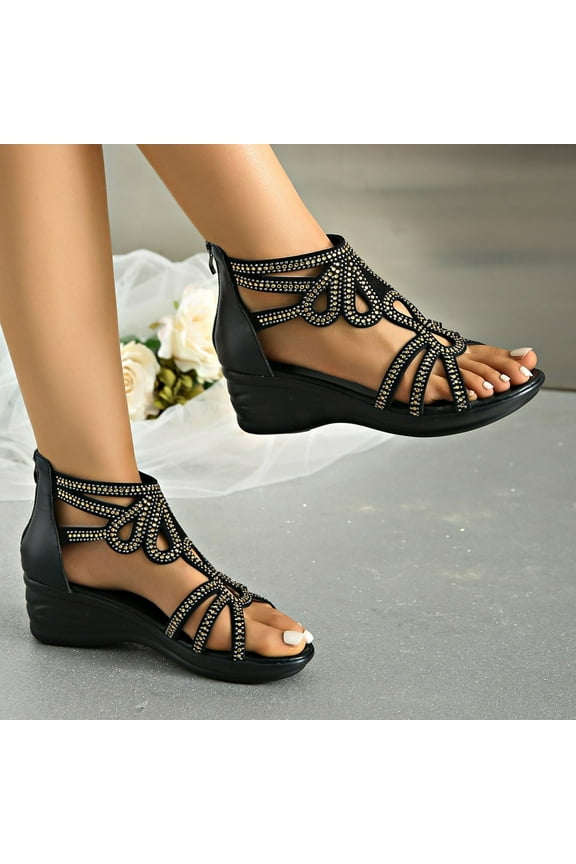 Gifts Clearance Summer Sandals for Women 2025 Women's Fashion Casual Spring And Summer New Hollowfish Mouth Wedge Sandals