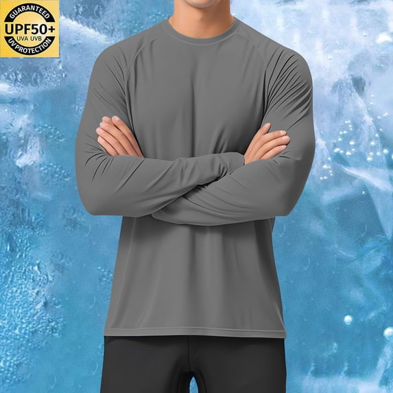 Men's Sun Protection Clothing Solid Color Sunscreen Is Lightweight Breathable Long Sleeved Tops