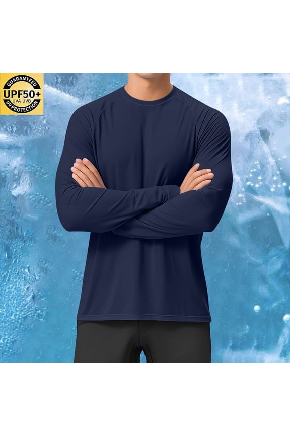 Men's Sun Protection Clothing Solid Color Sunscreen Is Lightweight Breathable Long Sleeved Tops