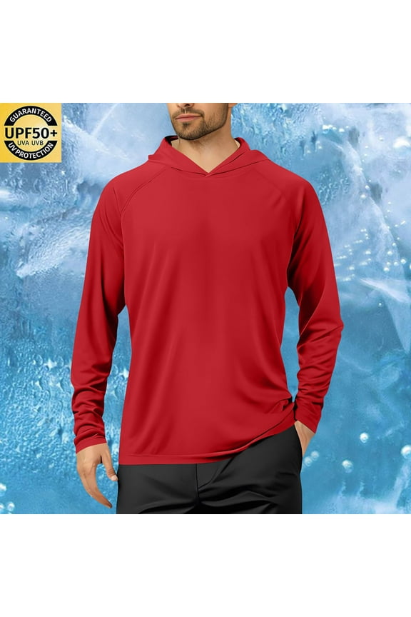 Men's Summer Sunscreen Clothing Is Lightweight Breathable Solid Color Long Sleeve Mask Hooded Blouse