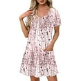 thumbnail image 1 of Summer Dresses for Women 2025 Women's Fashion Summer Print Short-sleeved V-neck Casual Dress, 1 of 7