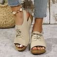 thumbnail image 1 of Women's Fashion Casual Summer Style Roman Lace-Up Fish Mouth Thick Bottom One-Foot Slip-On Round Head Open Toe Beach Sandals, 1 of 9