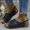 thumbnail image 1 of Women's Sandals Women's Fashion Casual Summer New Solid Wedge Heel Fish Mouth Strap Sandals, 1 of 8