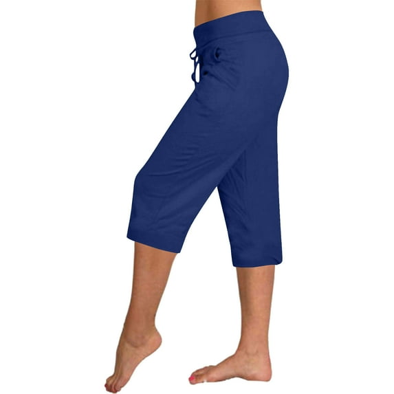 Gifts Clearance Women's Yoga Pants Loose Soft Drawstring Workout Sweatpants Outdoor Athletic Causal Pants With Pockets Dark Blue S