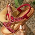 thumbnail image 1 of Sandals for Women 2026 Women Large Bohemian Elastic Rhinestone Flower Roman Sandals, 1 of 9