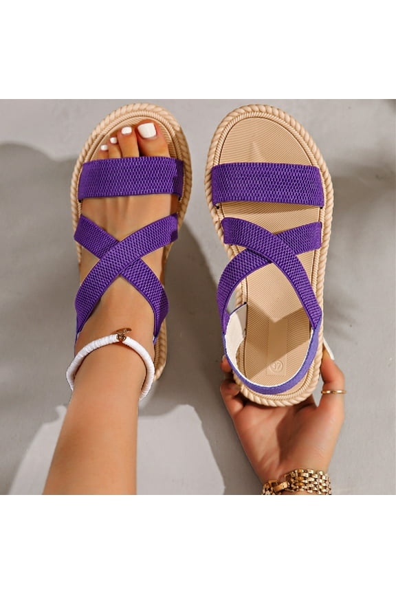Womens Sandals Comfortable Large Size Retro Flat-bottomed Sandals Sandals With Elastic Feet