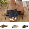 thumbnail image 1 of Womens Sandals Women's New Summer Plus-size Floral Wedge One-line Beach Sandals, 1 of 9