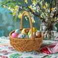 thumbnail image 1 of Gifts Clearance Woven Basket Handwoven Basket Rattan Flower Basket Bouquet Floral Basket Handbasket Floral Art, 1 of 6