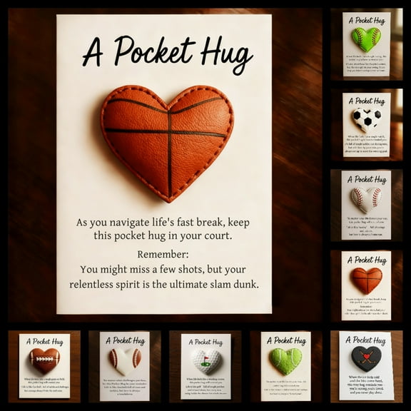 GiftsYZEGDCH Basketball Pocket Hug with Gift Card - Heart-Shaped Sport - Sports Themed Pocket Hug Encouragement Collection Gifts - Gifts for Friends Family Women Men