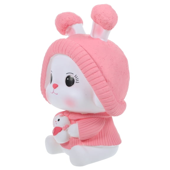 Adorable Bunny Piggy Bank Desktop Coin Holder Money Pot 1 Set Bunny Statue Decor