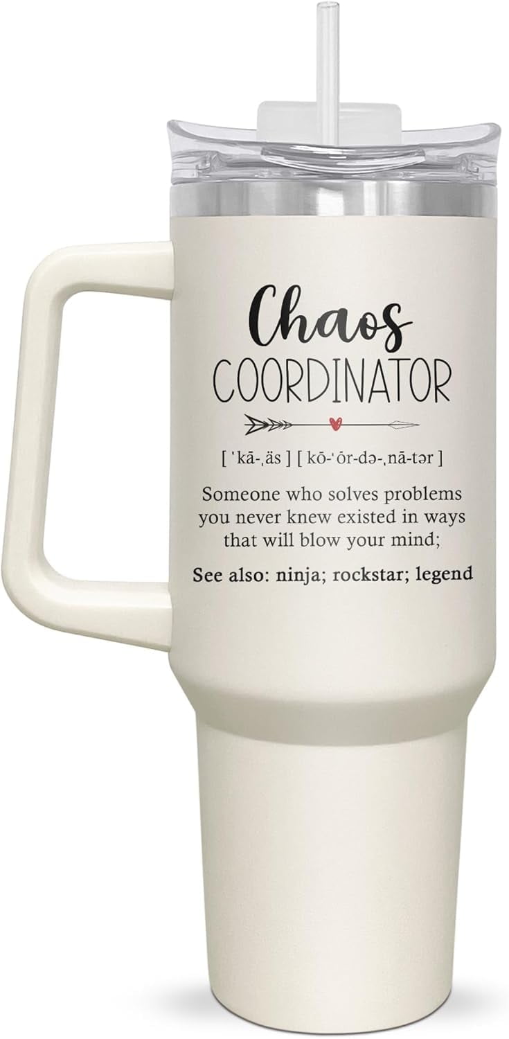 Gifts For Coworkers - Christmas,Birthday,Valentines Day Gifts For Women,Thank You Gifts For Friends,Boss,Employee Appreciation Gifts - 40oz Insulated Tumbler With Handle And Straw