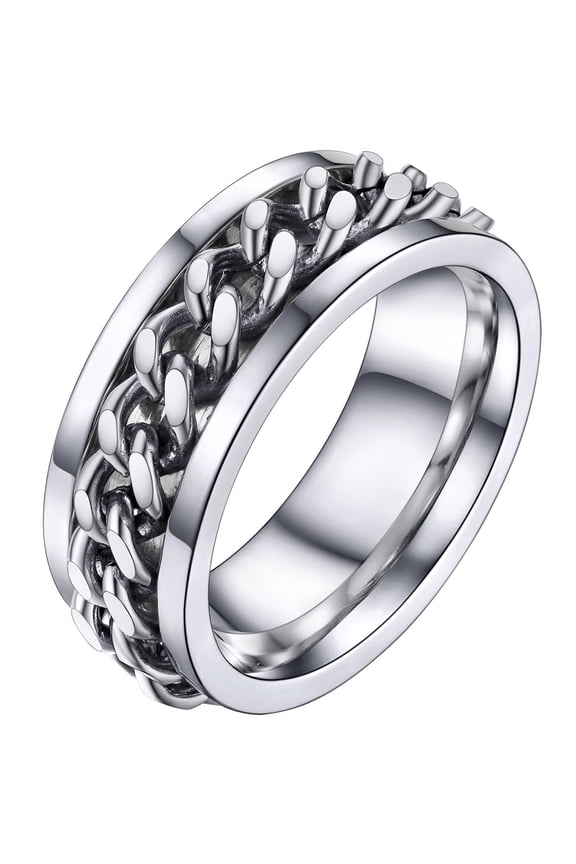 Ring for Men Women Hip Pop Stainless Steel Spinner Rings Fashion Jewelry Gift Thumb Ring Size 7