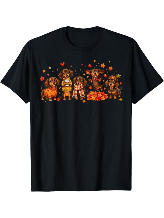 Gifts Cute Autumn Wiener Dog Thanksgiving Dachshund Fall T-Shirt