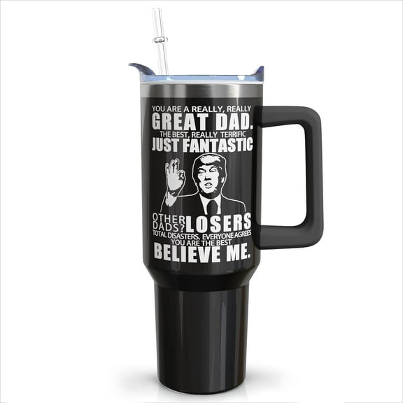 Gifts for Dad- 40 oz Tumbler with Handle and Straw Lid Christmas Dad Gifts Funny Cool Birthday Gifts Best Dad Ever Gifts 40oz Stainless Steel Travel Mug