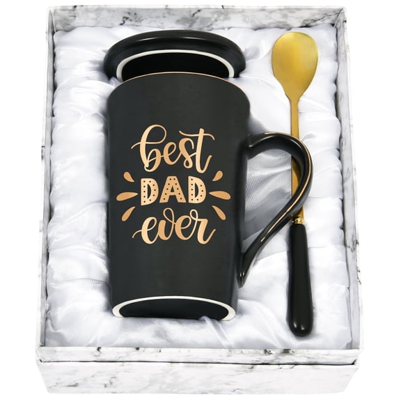 Gifts for Dad - Best Dad Ever Coffee Mugs, Mug Gifts for Dad, Christmas Gifts, Birthday Gifts, Fathers Day Gifts, RollyDanCT Black 14 fl oz Coffee Mug Ceramic Mugs Tea Cup