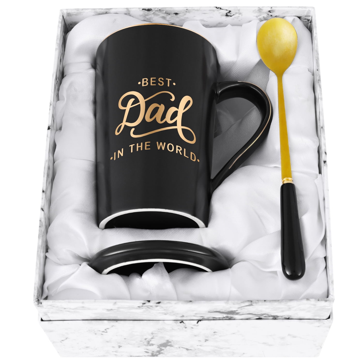 Gifts for Dad - Best Dad in the World Coffee Mugs, Dad Gifts, Fathers Day Gifts for dad, Christmas Gifts, Birthday Gifts,DawnJoanHD Black 14 fl oz Coffee Mugs Ceramic Mug Tea Cups