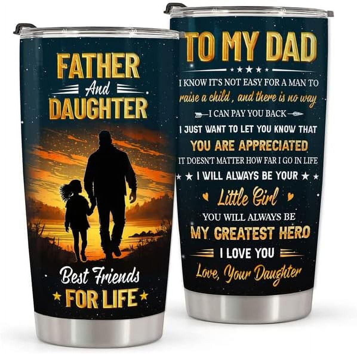 Dad Gift Tumbler From Daughter - 40 Oz Stainless Steel, Vacuum Insulated, Spill-Proof Lid - View #3