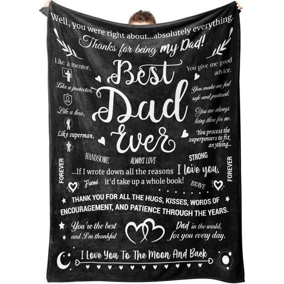 Gifts for Dad Blanket - Best Dad Ever Blanket for Fathers Day, Dad Gifts From Daughter Son, Dad Birthday Gifts, Presents for Dad Blanket on Father's Day Christmas, Fluffy Blanket 157 * 132CM