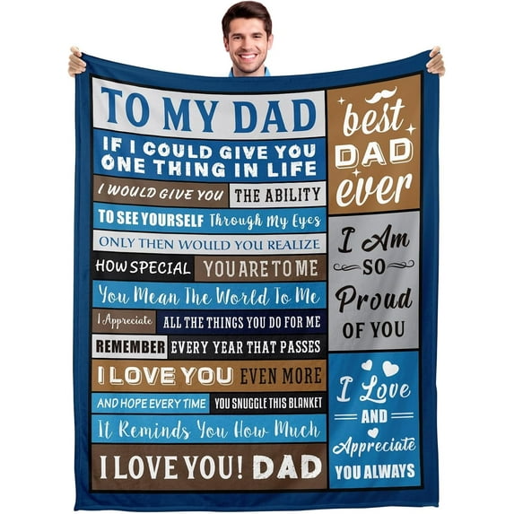 Gifts for Dad Blanket Christmas Dad Birthday Gifts Fathers Day Blanket Gifts from Daughter Son Kid Valentines to My Dad Throw Blanket Bonus Step Dad Papa New Dad Gift for Husband from Wife Dad 50x60